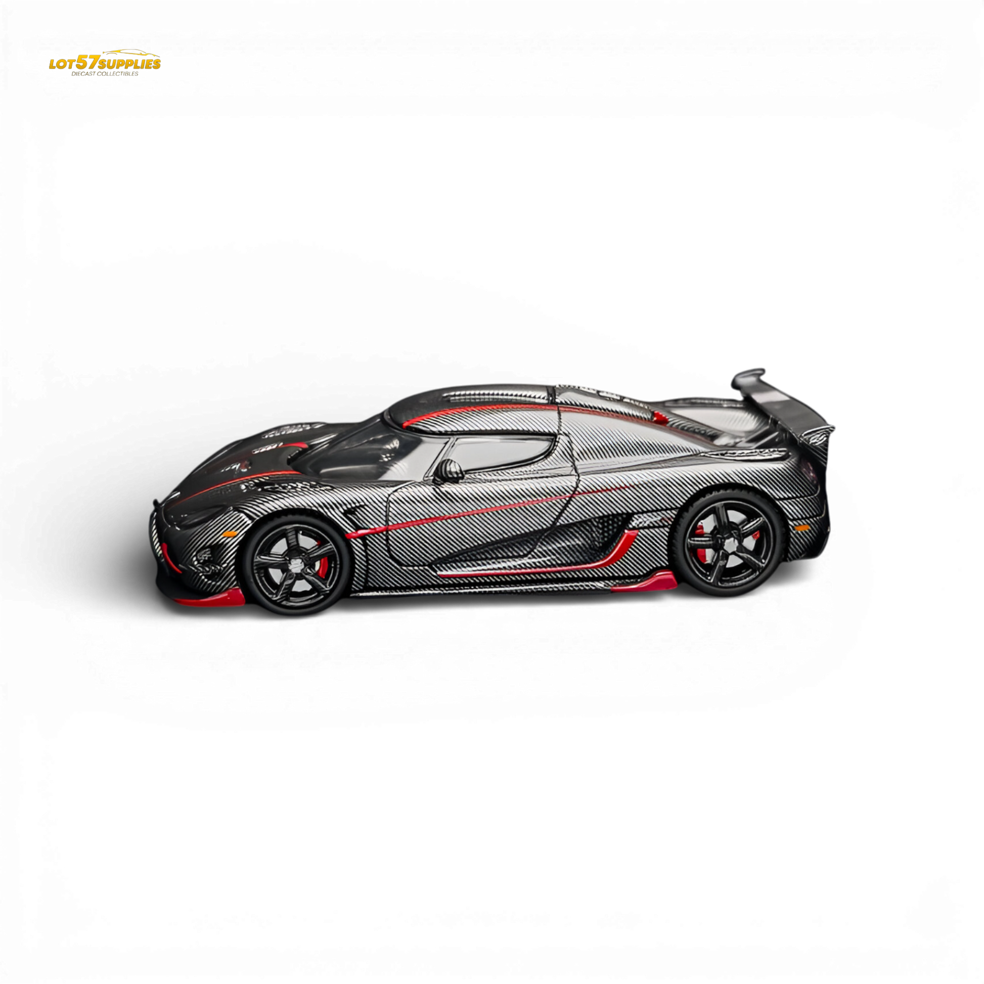 TPC Koenigsegg Agera RS Carbon Fiber Red Stripe 1:64 Diecast Model
