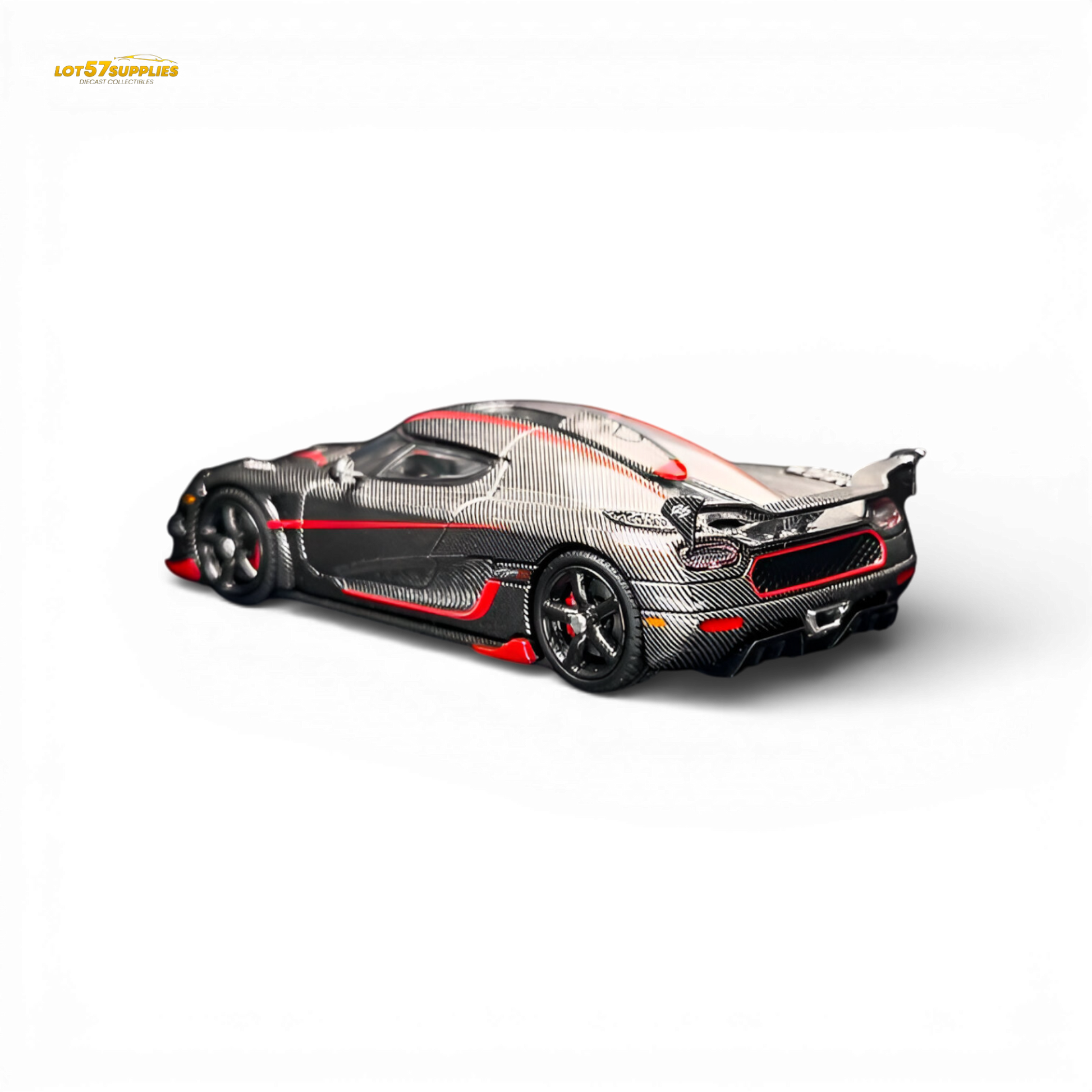 TPC Koenigsegg Agera RS Carbon Fiber Red Stripe 1:64 Diecast Model
