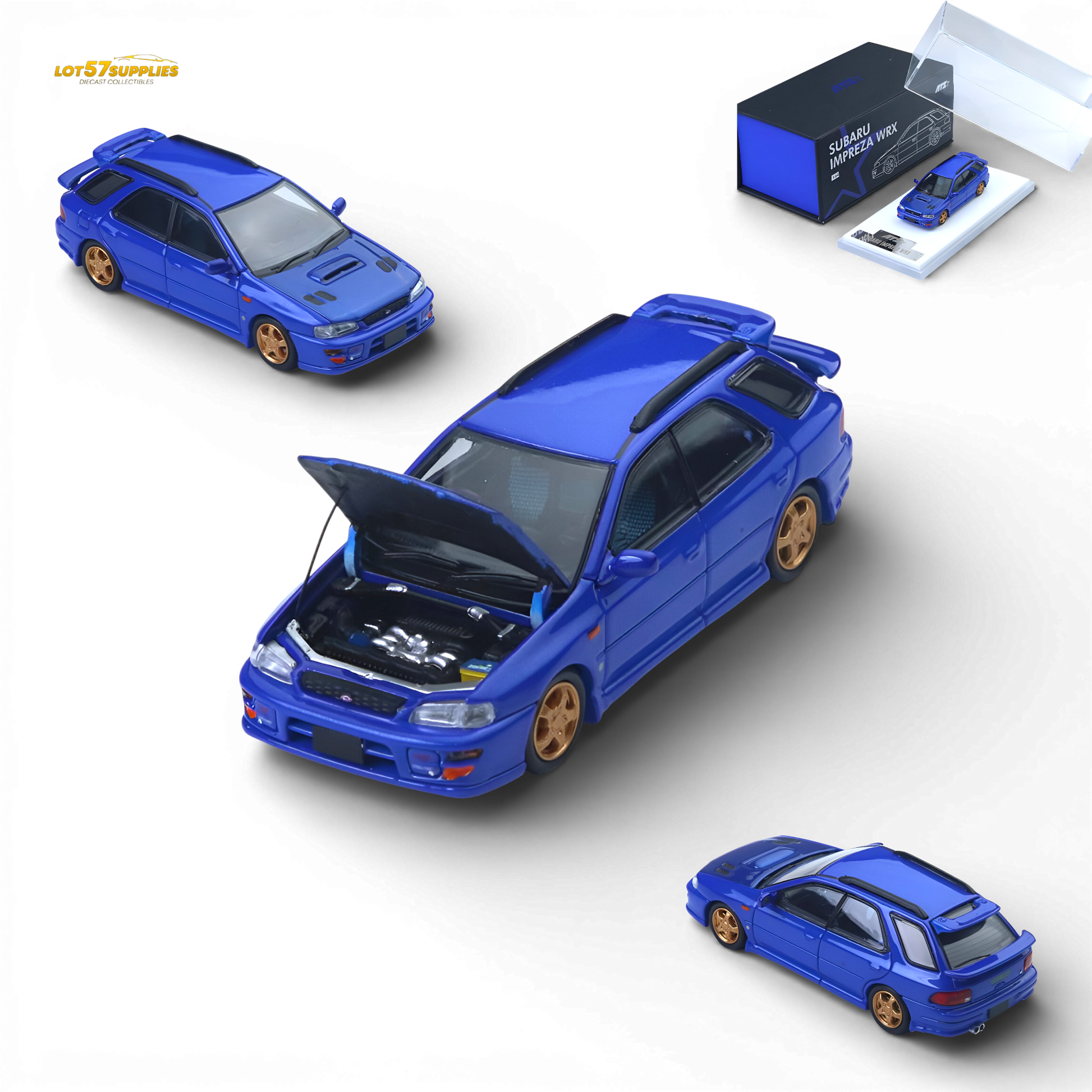ATS Subaru Impreza WRX Metallic Blue 1:64 Diecast Model