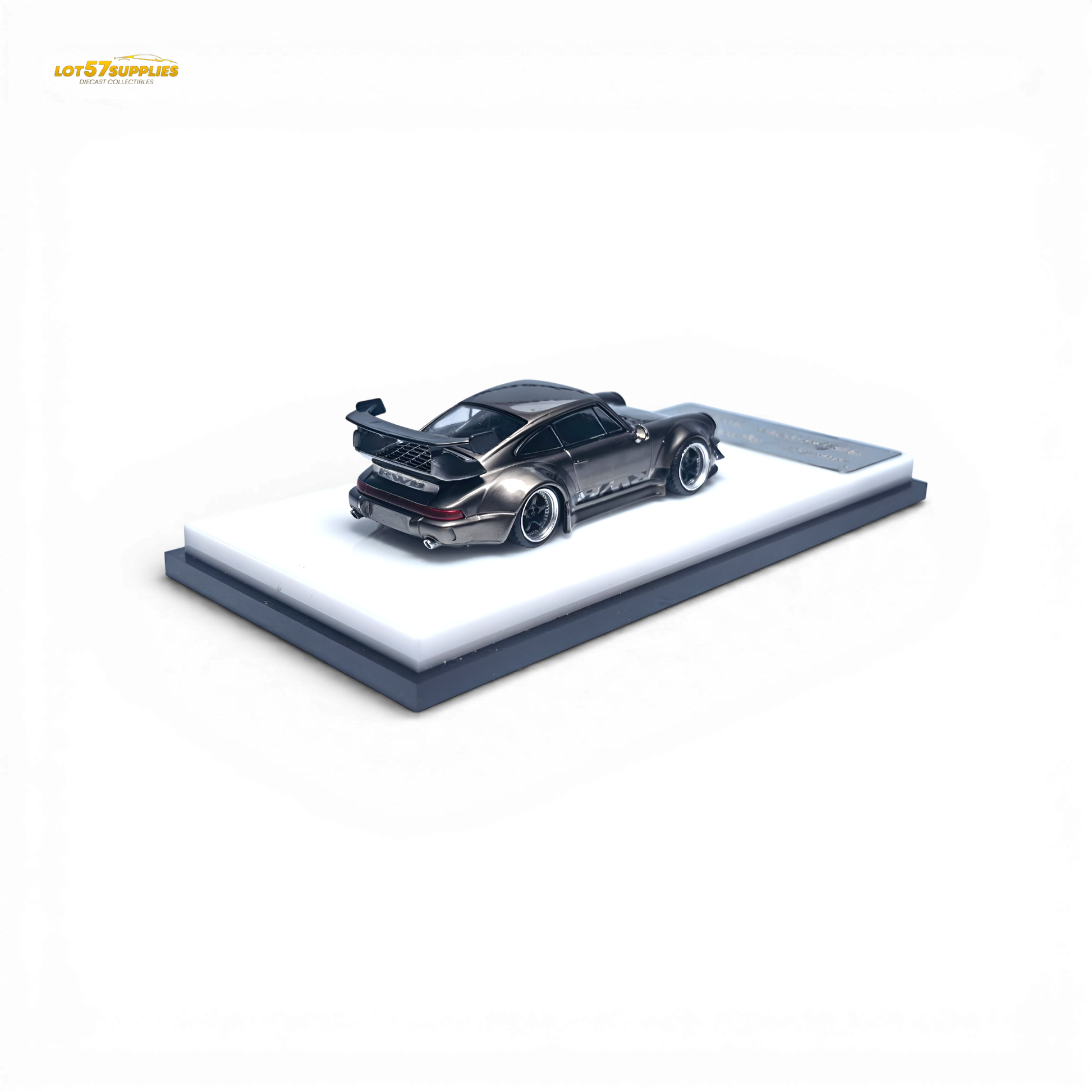 MC Porsche RWB964 High Wing Chrome Pearl Gray 1:64 Diecast Model