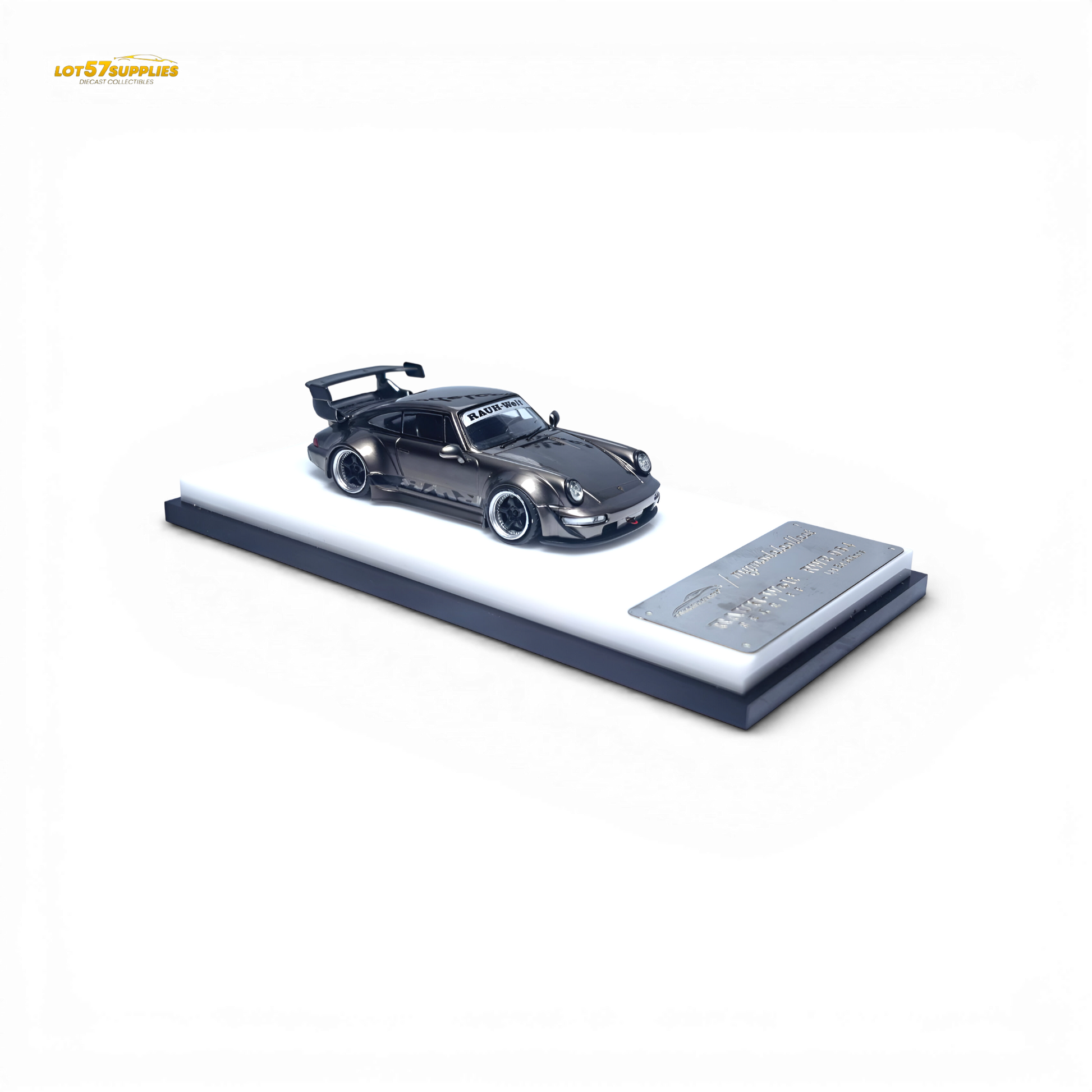 MC Porsche RWB964 High Wing Chrome Pearl Gray 1:64 Diecast Model