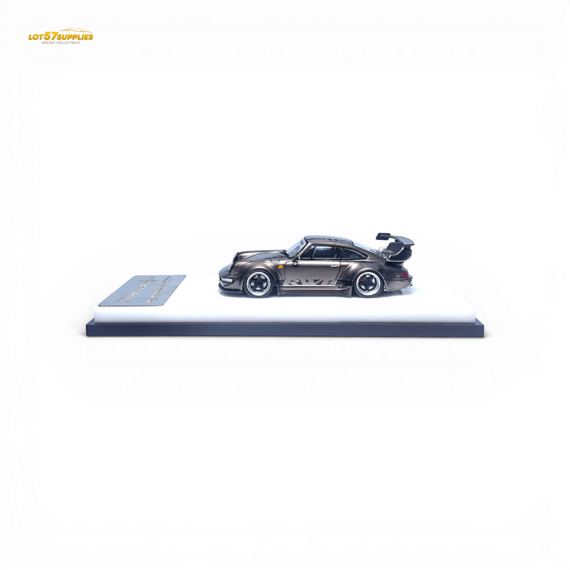 MC Porsche RWB964 High Wing Chrome Pearl Gray 1:64 Diecast Model