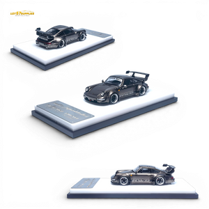 MC Porsche RWB964 High Wing Chrome Pearl Gray 1:64 Diecast Model