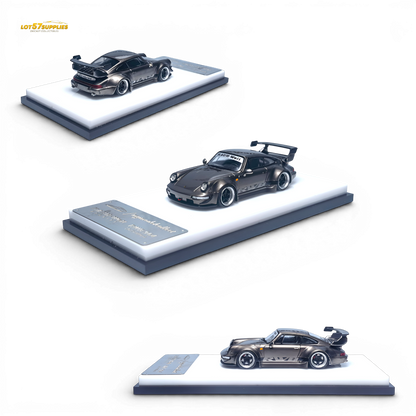 MC Porsche RWB964 High Wing Chrome Pearl Gray 1:64 Diecast Model