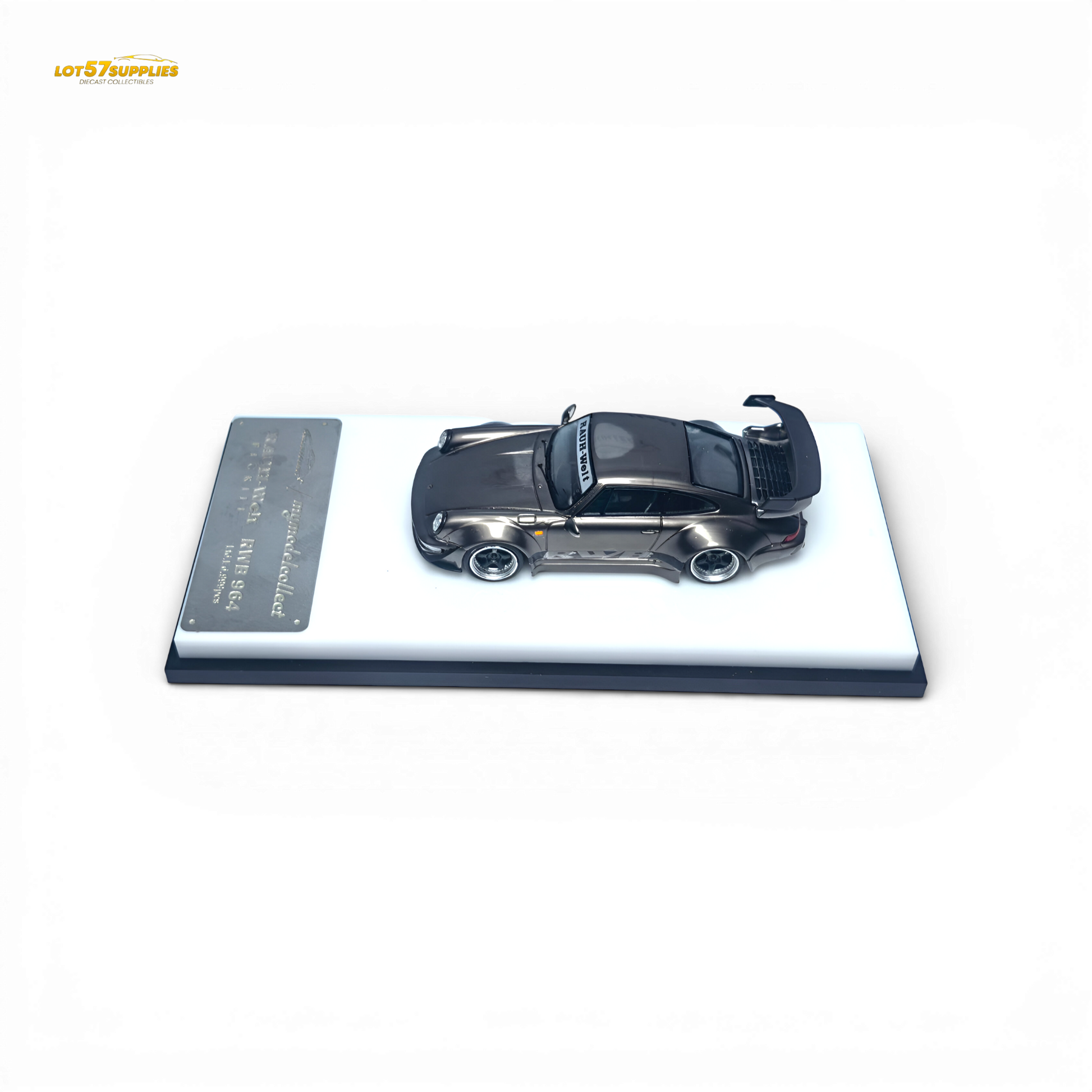 MC Porsche RWB964 High Wing Chrome Pearl Gray 1:64 Diecast Model