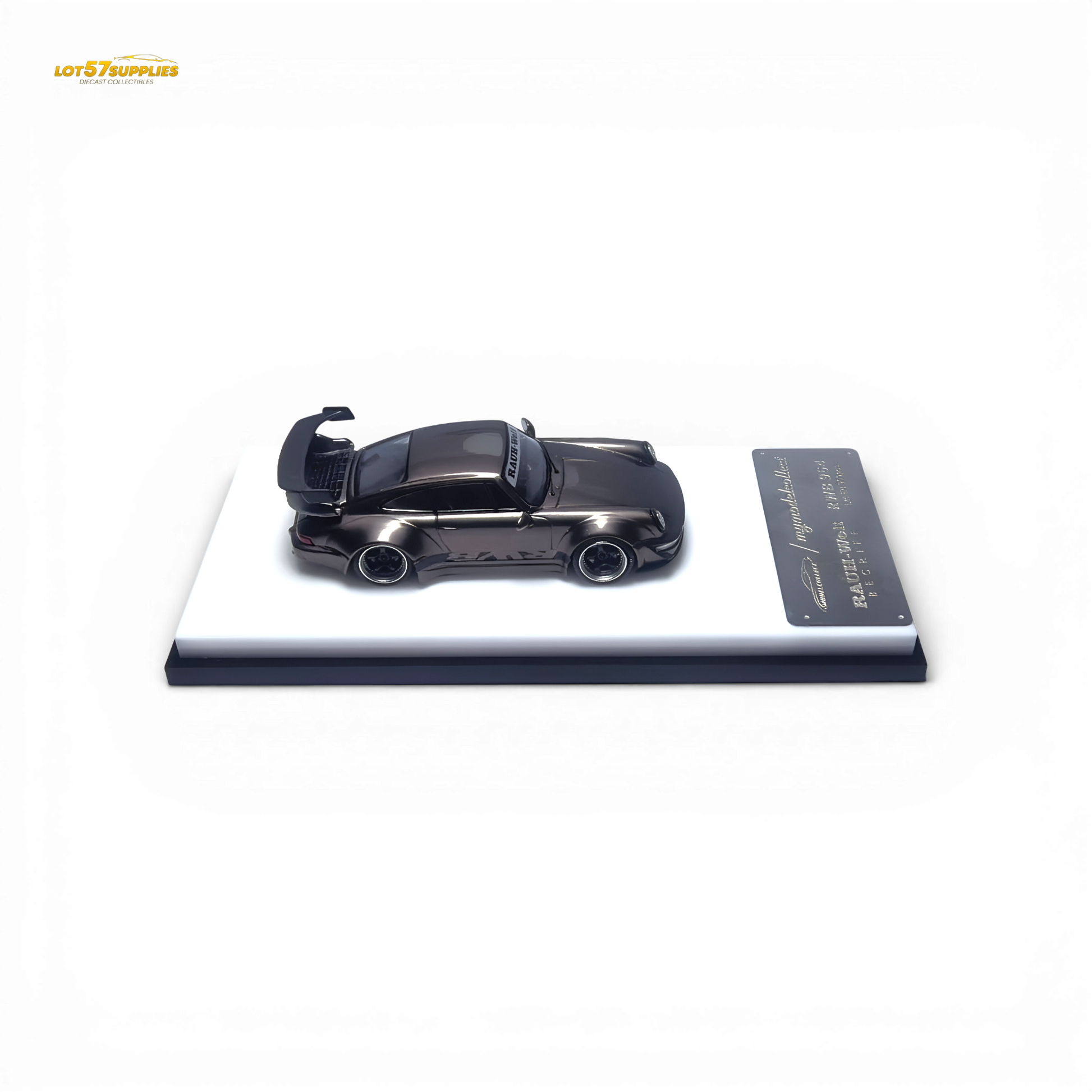 MC Porsche RWB964 High Wing Chrome Pearl Gray 1:64 Diecast Model