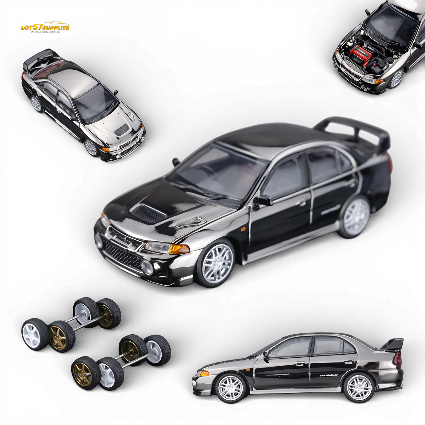Motorhelix Mitsubishi Lancer EVO IV Gunshot Black 1:64 Diecast Model