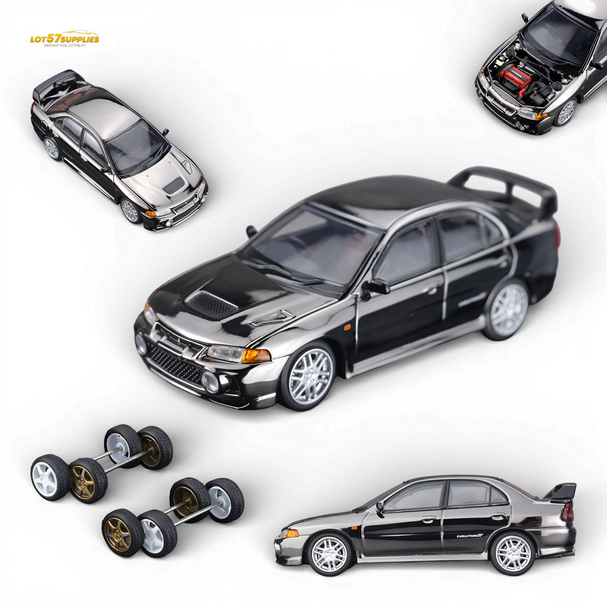 Motorhelix Mitsubishi Lancer EVO IV Gunshot Black 1:64 Diecast Model