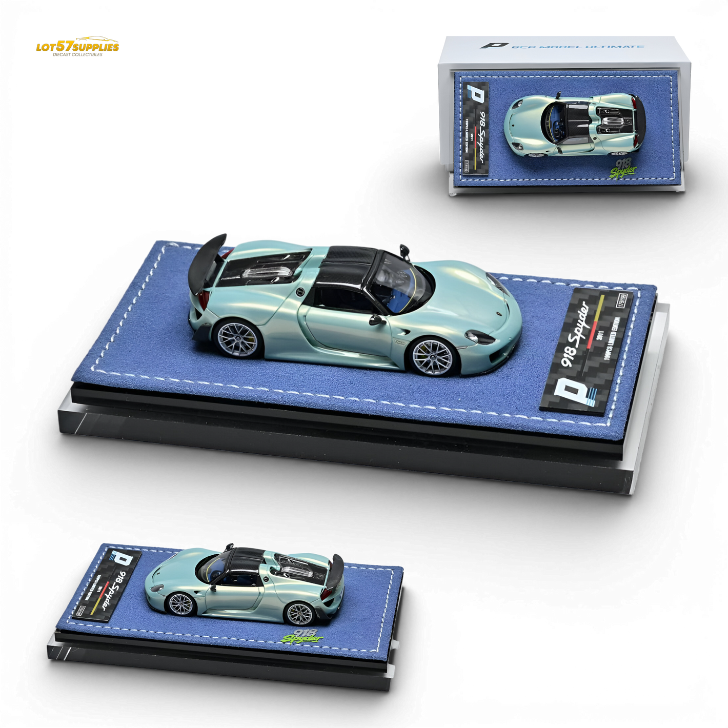 BCP Porsche 918 Spyder Polarized Green 1:64 Diecast Model