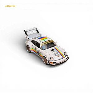 SW RWB 964 Wide-Body White Apple 1:64 scale diecast model car front quarter view