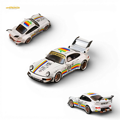 SW RWB 964 Wide-Body White Apple 1:64 scale diecast model car multiple angles