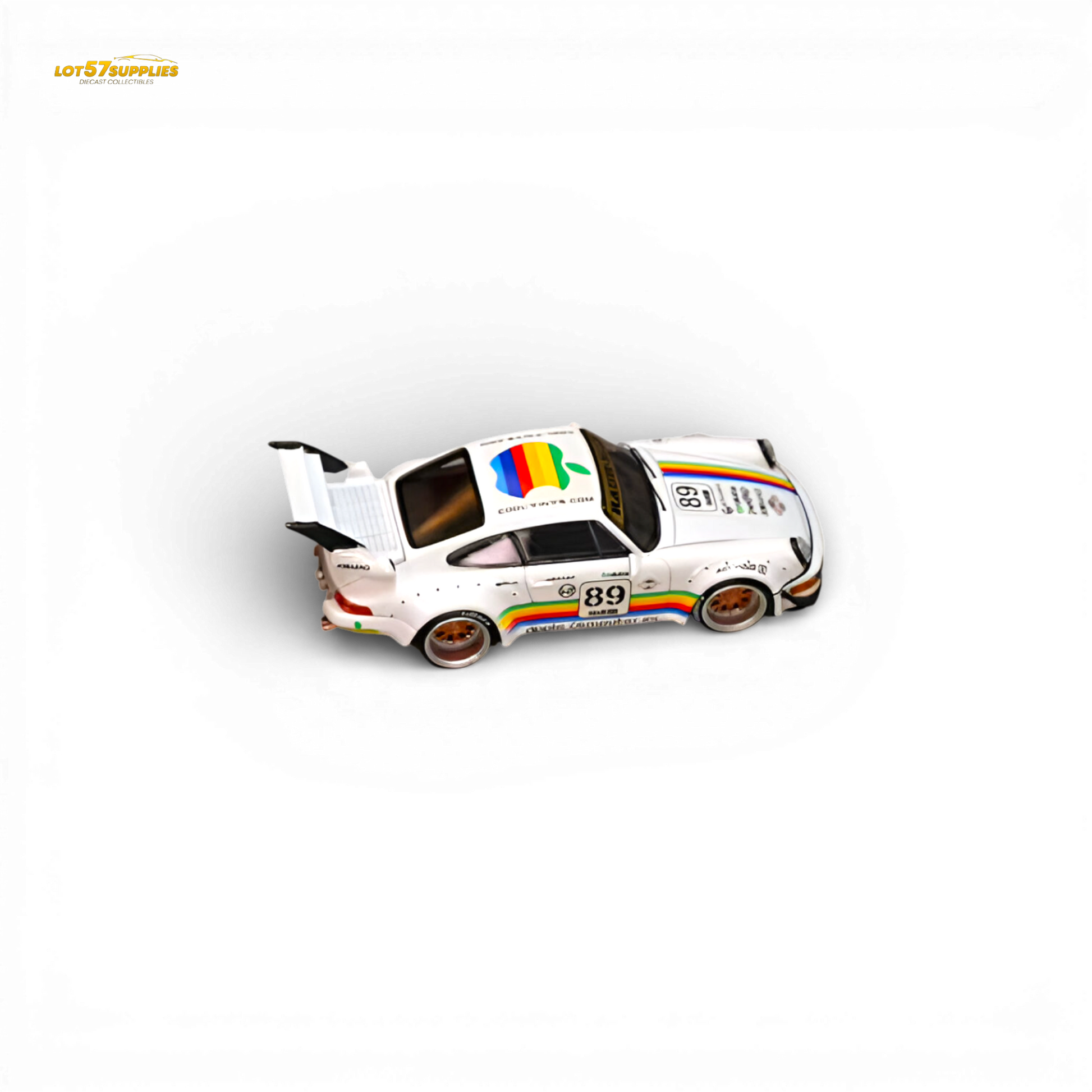 SW RWB 964 Wide-Body White Apple 1:64 scale diecast model car rear view
