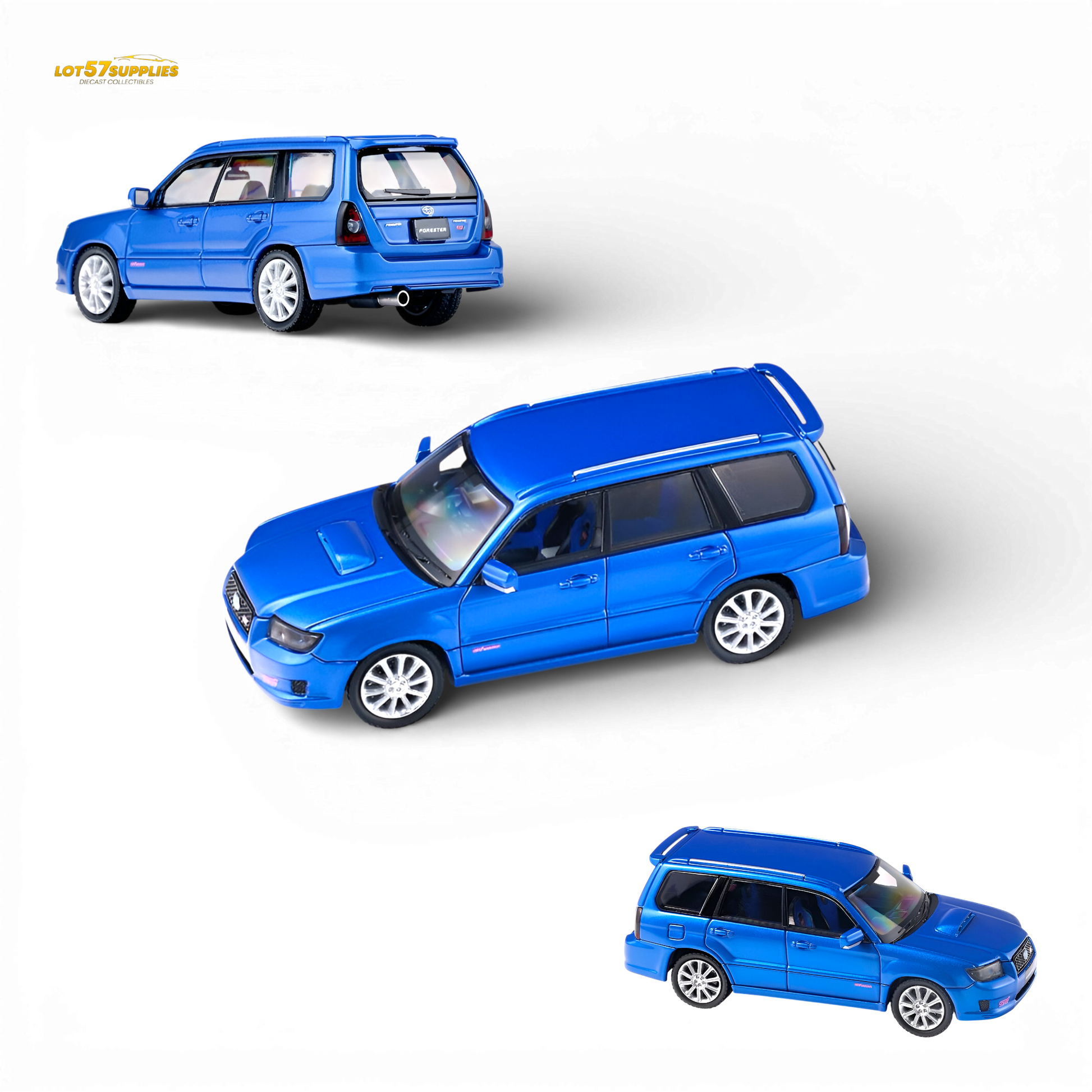 Fiberrun Subaru Forester SG9 Blue 1:64 Scale Diecast Model Multi Angle View