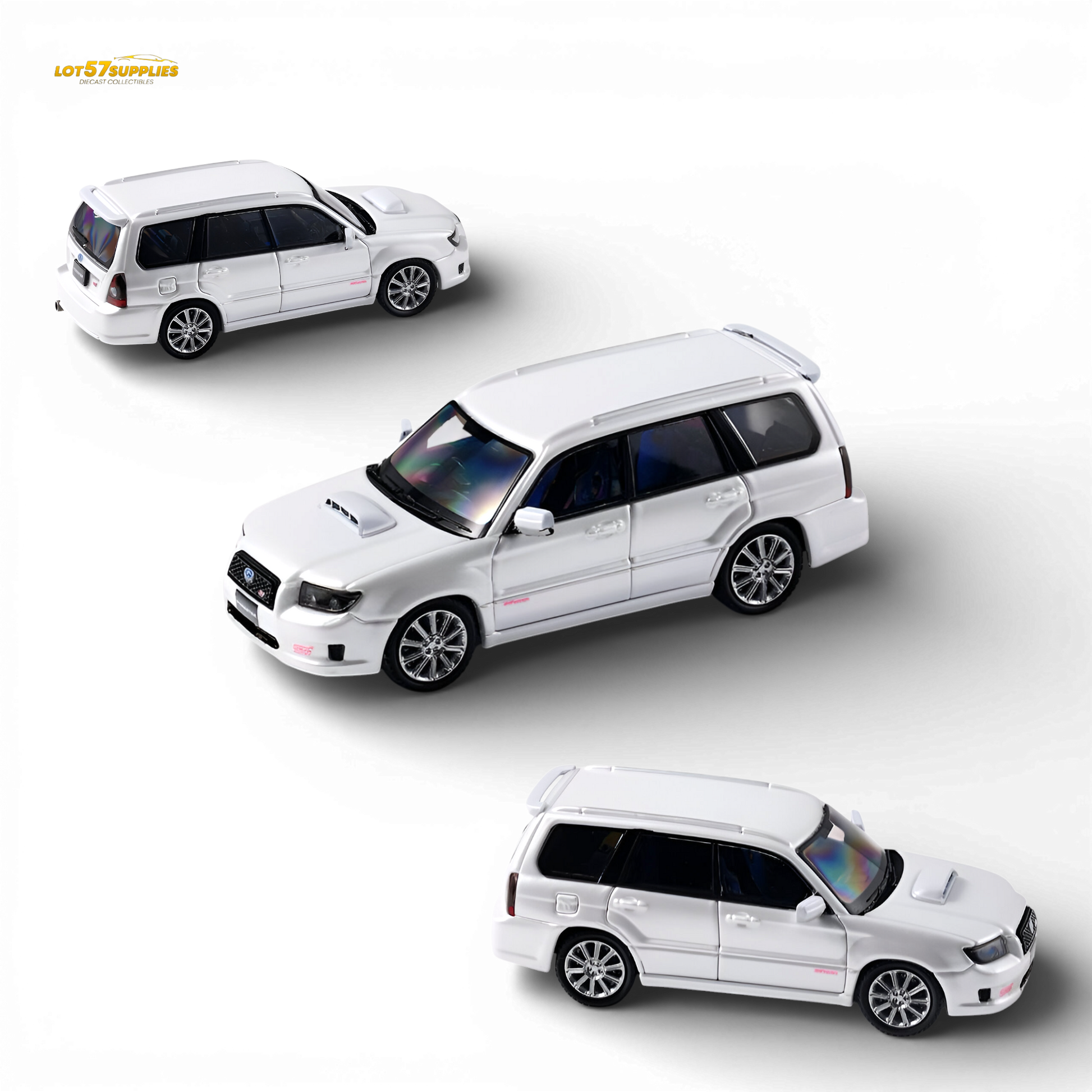 Fiberrun Subaru Forester SG9 Metallic White 1:64 Scale Diecast Model Side Profile