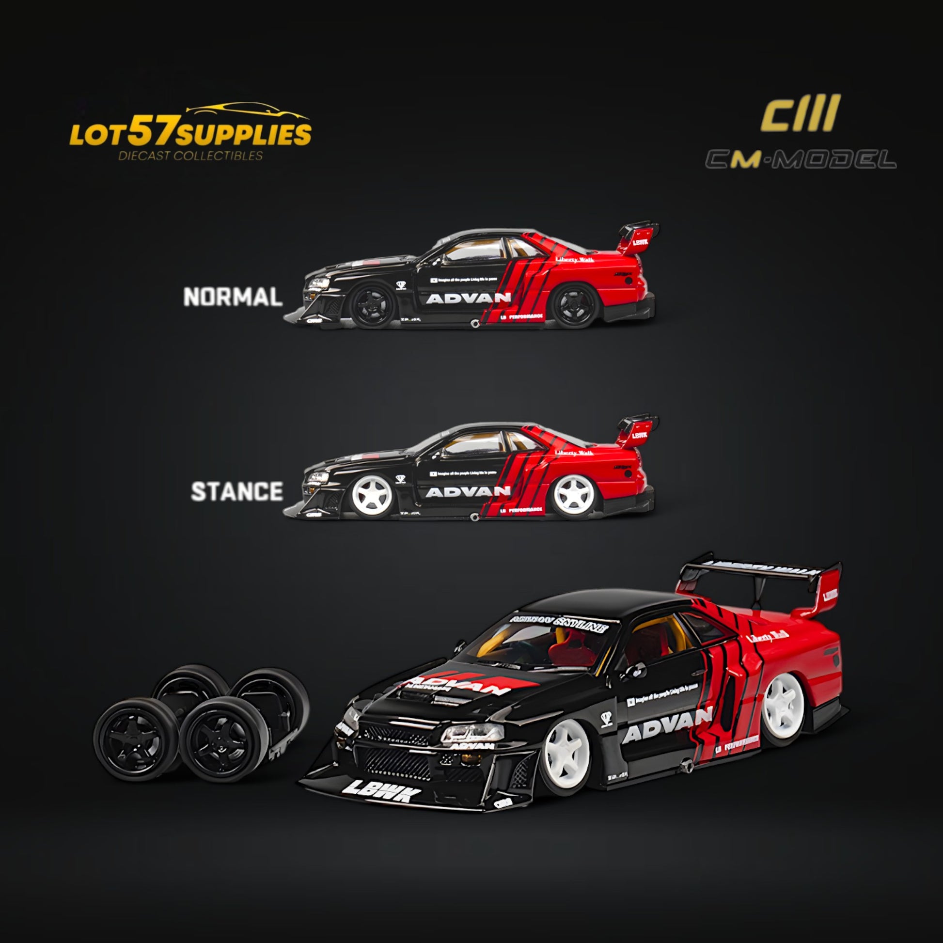 CM Model Skyline ER34 Super Silhouette Advan Livery 1:64