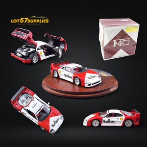 PGM F40 LM Marlb Red - White Livery Round Base Luxury 1:64