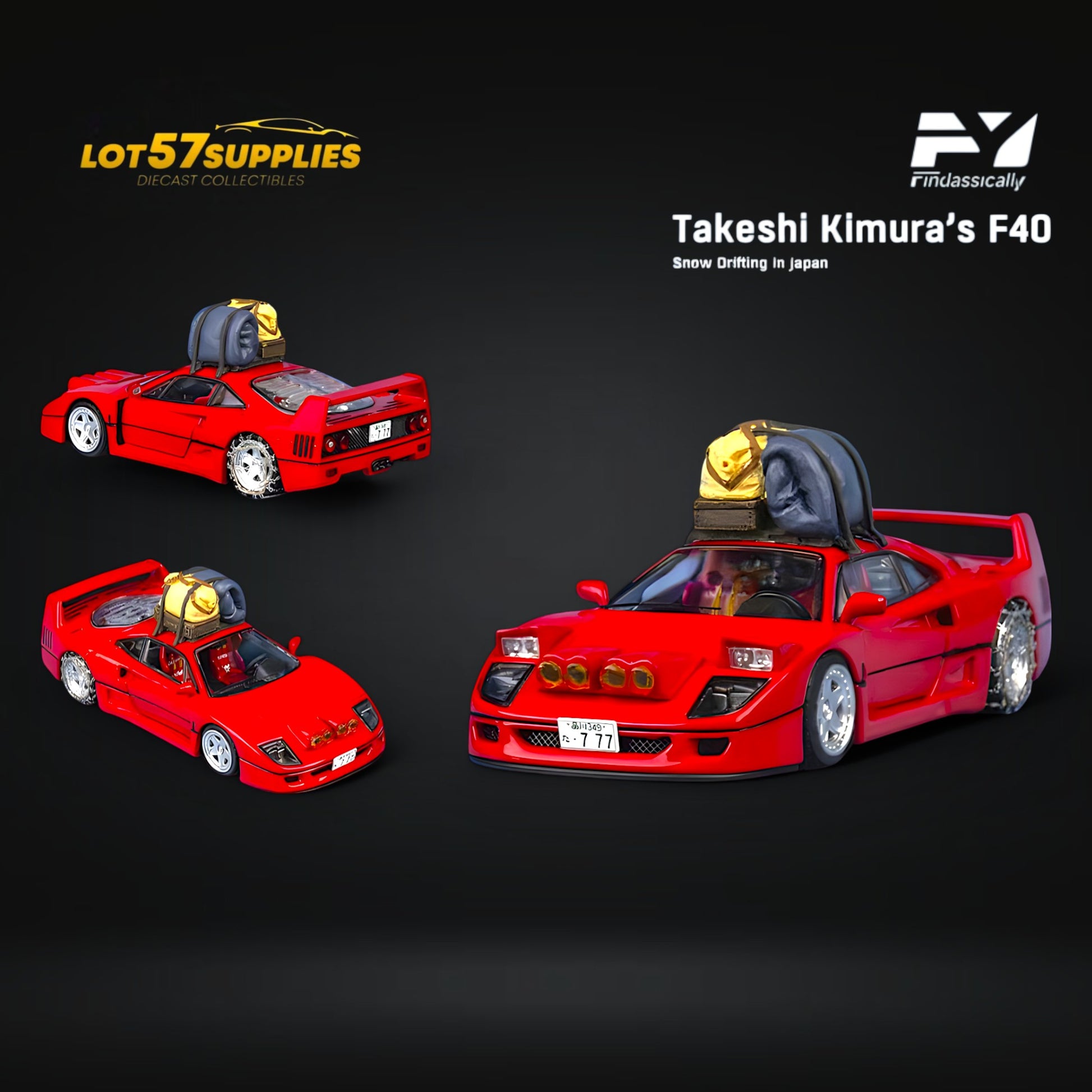 FindClassically F40 Takeshi Kimura's Snow Version in Rosso Red 1:64