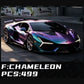 Alloy Art Lamborghini Revuelto Duke Modified CHAMELEON 1:64 diecast, front three-quarter, purple-teal shift, 499 pcs