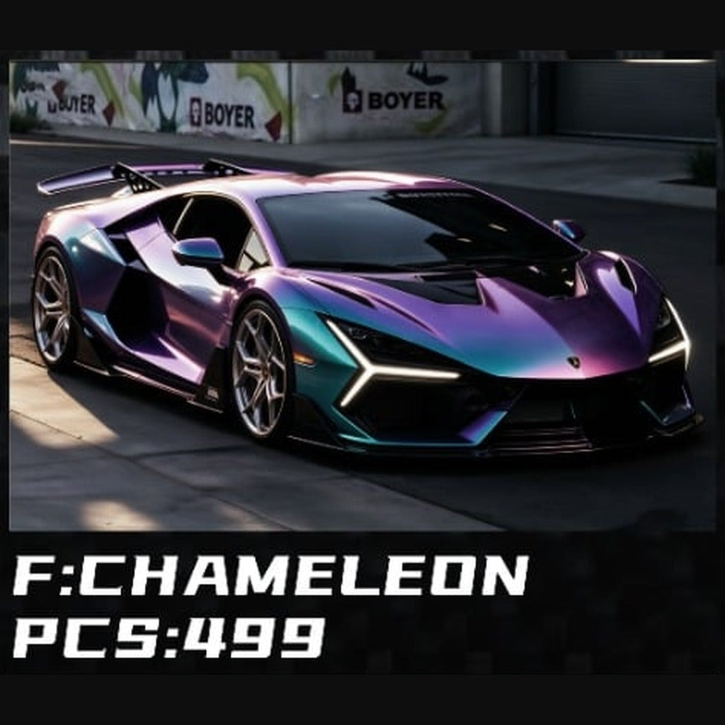 Alloy Art Lamborghini Revuelto Duke Modified CHAMELEON 1:64 diecast, front three-quarter, purple-teal shift, 499 pcs