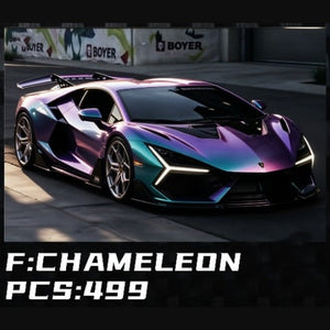 Alloy Art Lamborghini Revuelto Duke Modified CHAMELEON 1:64 diecast, front three-quarter, purple-teal shift, 499 pcs