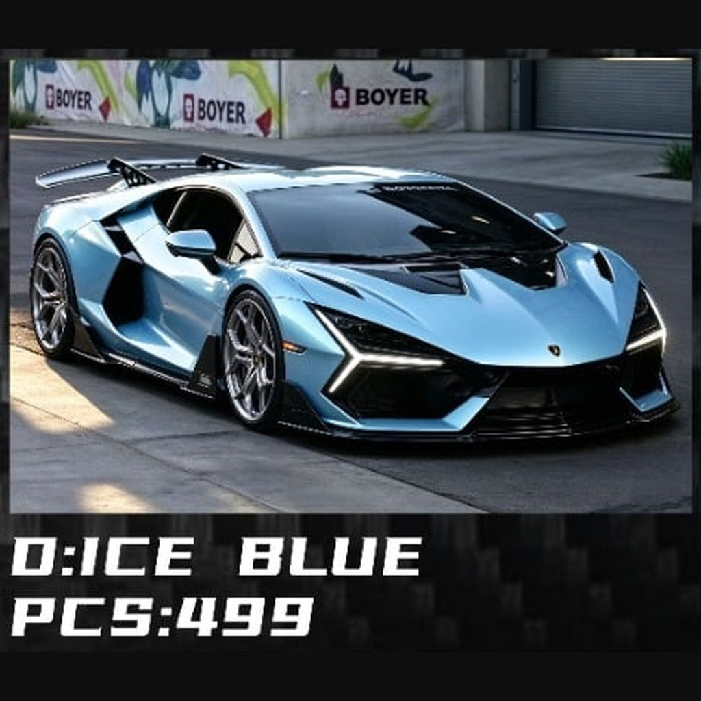 Alloy Art Lamborghini Revuelto Duke Modified ICE BLUE 1:64 diecast, front three-quarter view with 499 pcs caption