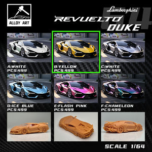 Alloy Art Lamborghini Revuelto Duke Modified YELLOW (Ltd 499) 1:64 diecast, colourway grid with yellow highlighted