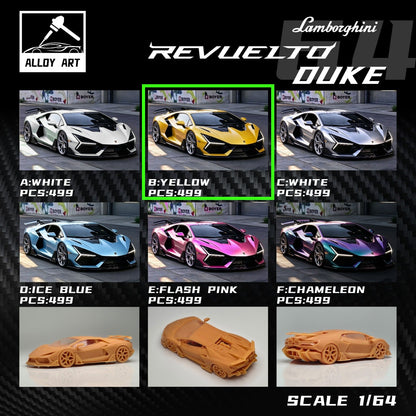 Alloy Art Lamborghini Revuelto Duke Modified YELLOW (Ltd 499) 1:64 diecast, colourway grid with yellow highlighted