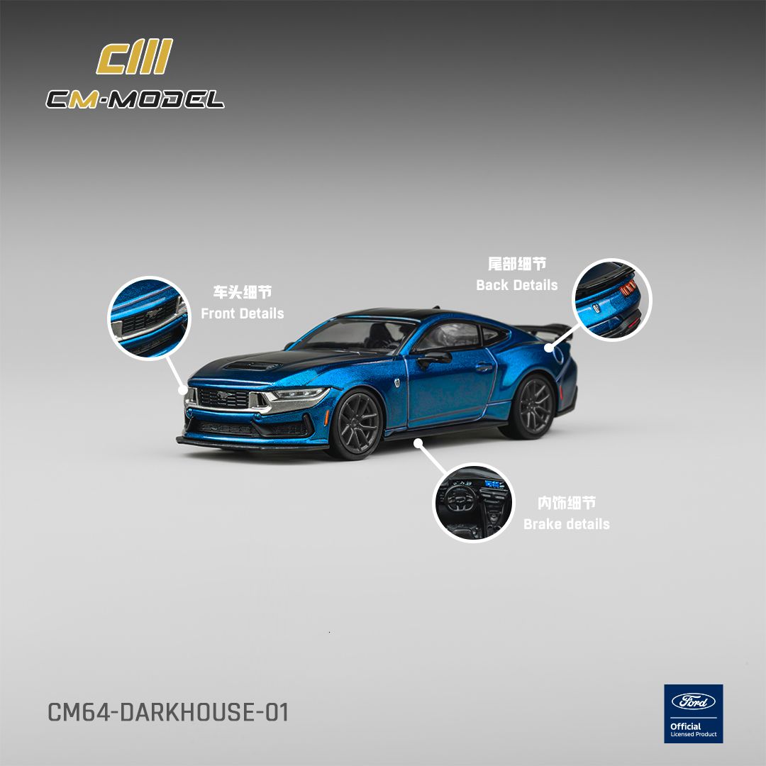 (Pre-Order) CM Model Ford Mustang Dark Horse - Blue Ember Metallic 1:64