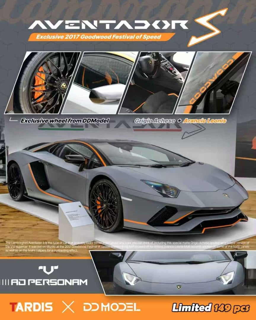 (Pre-Order) DD MODEL&TARDIS Lamborghini Aventador S Goodwood Festival of Speed 2017 - Gray (Ltd 149) 1:64