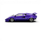DeepMaker Lamborghini Countach 5000S 1:64 in Viola Salchi purple, full side profile showing the rear wing, side scoop and white interior.