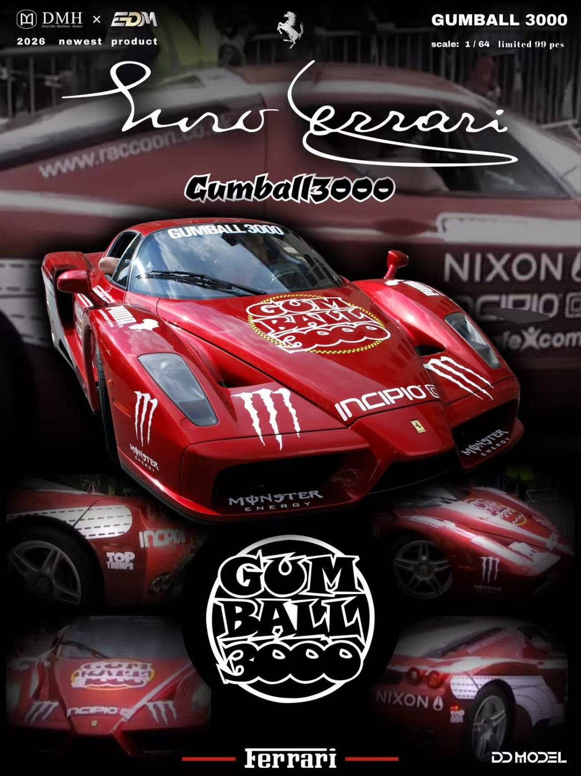 (Pre-Order) DMH*EDM GUMBALL3000 - Enzo, Metallic Red (Ltd 99) 1:64