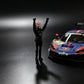 MechSpeed 296GT3 1:64 in blue Red Bull #31 livery seen head-on, with the celebrating driver figure in a Red Bull helmet in the foreground