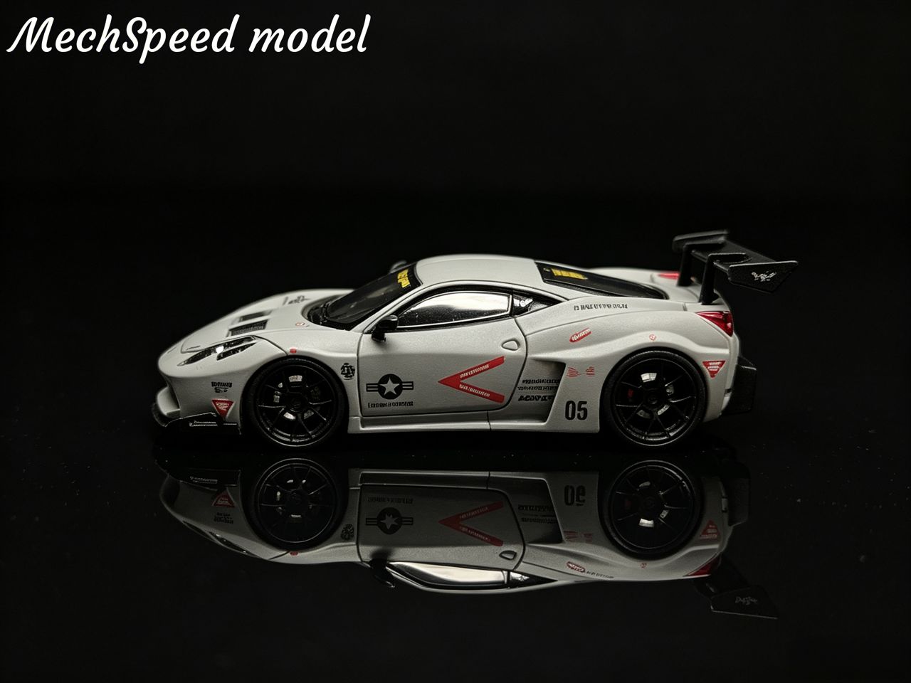 (Pre-Order) Mechspeed 458 GT Rear Wing Modification Resin Model - Air Force Gray Livery (Ltd 299) 1:64
