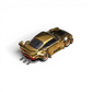 Star Models RWB 930 GT Wing chrome gold 1:64, elevated rear three-quarter showing the GT wing and chrome side-exit exhaust pipes