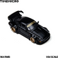 TimeMicro 964 RWB 1:64 in black, high front three-quarter view looking down on the roof, gold RAUH-Welt windscreen banner and rear GT wing