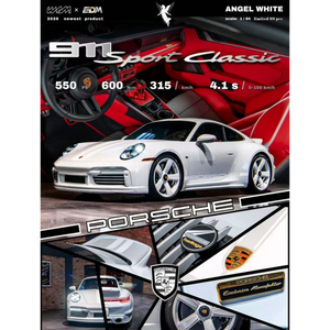 (Pre-Order) WAM x EDM 1:64 Porsche 992 Sport Classic - Angel White