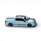 Lot57Supplies Diecast Shop: Light blue 1:64 scale Ford F150 Super Snake diecast model with black racing stripes and a removable bed cover.
