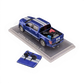 Lot57Supplies Diecast Shop 1:64 blue Ford Shelby F-150 pickup truck with white racing stripes, detailed interior, and cargo in the bed. Includes a separate display piece with a miniature bicycle.