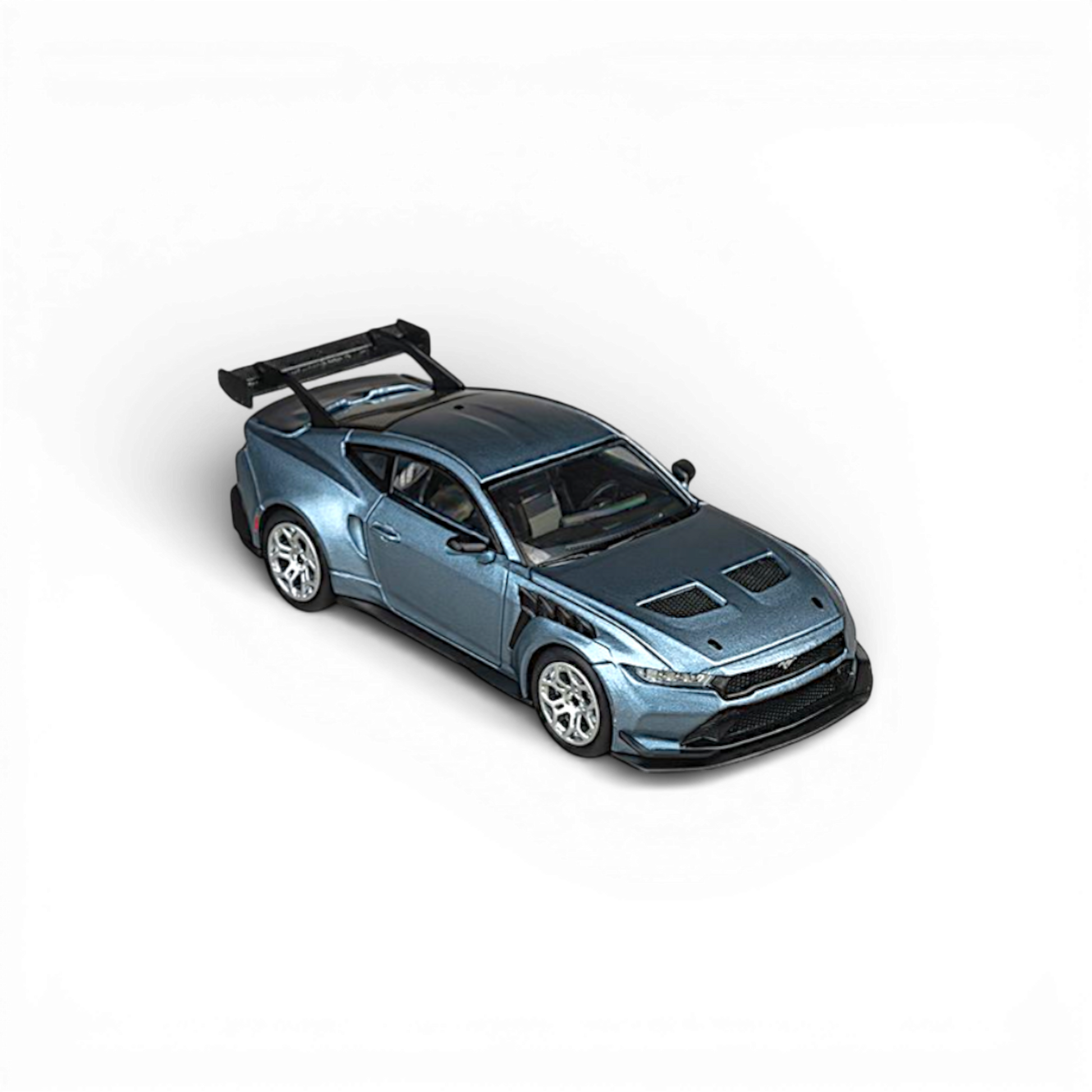 Lot57Supplies Diecast Shop CM Model 1:64 scale Indulgent Blue Ford Mustang GTD diecast model car with spoiler.