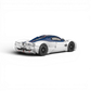 Lot57Supplies Diecast Shop 1:64 scale CM Model Pagani Utopia in Bianco Benny white with blue carbon fiber roof and red stripe.
