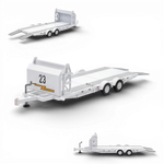 Lot57Supplies Diecast Shop white 1:64 scale diecast car towing trailer with number 23 and lightning bolt detail.