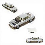 Lot57Supplies Diecast Shop 1:64 scale Pearl White and Gold diecast Cresta model car with detailed engine and metallic paint.