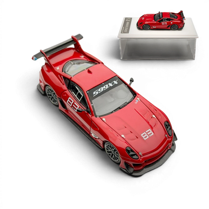 Lot57Supplies Diecast Shop 1:64 scale red Ferrari 599XX EVO model car with black accents and racing number 83.