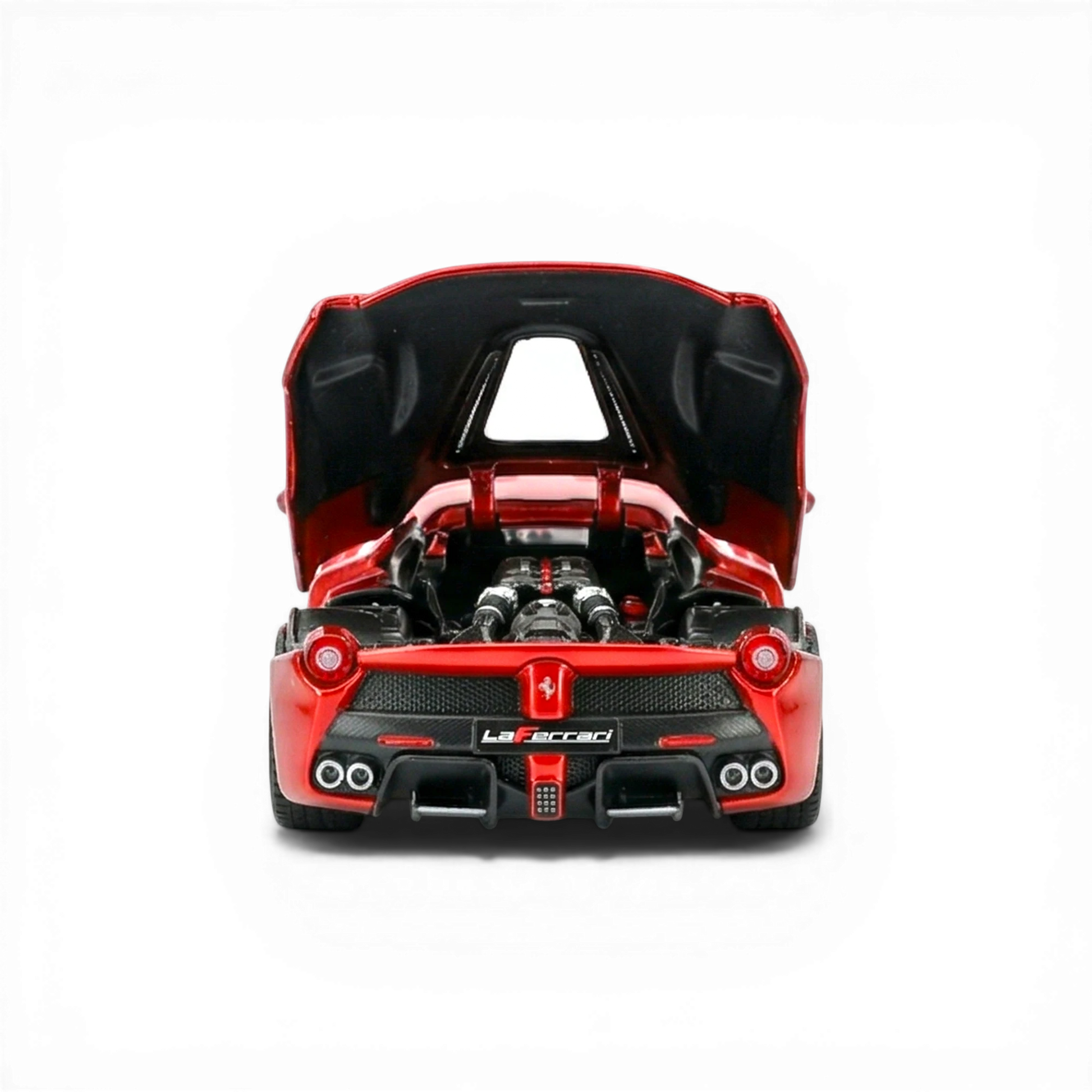 Lot57Supplies Diecast Shop 1:64 red Ferrari F150 Lewis Hamilton model car with open hood and detailed engine.