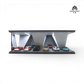 Lot57Supplies Diecast Shop 1:64 scale modern underground parking garage display with LED lighting and multiple car slots.