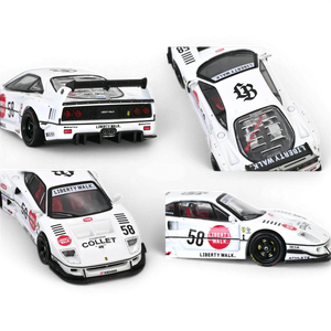 Lot57Supplies Diecast Shop white 1:64 scale INNO64 LBWK Ferrari F40 Collet model car with red interior and racing decals.