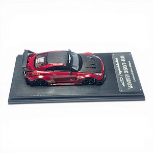 Lot57Supplies Diecast Shop 1:64 scale metallic red carbon cap LB GTR GT diecast model car with black spoiler and carbon fiber hood.