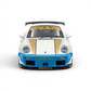 Lot57Supplies Diecast Shop 1:64 scale matte white PGM RWB 930 model car with gold stripes and blue accents.
