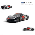 Lot57Supplies Diecast Shop HALO x EDM Porsche 918 Spyder 1:64 scale model, black with Gumball 3000 livery and red "106" graphics.