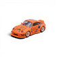 Lot57Supplies Diecast Shop: Orange diecast 1:64 scale modified Porsche 993 with Jager Heat livery, racing decals, and white wheels.